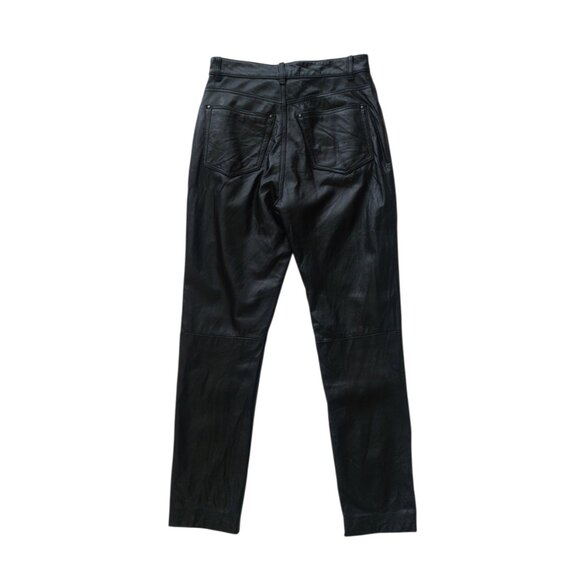 Wilsons Leather Vintage Women's Black Genuine Leather Pants Size 8 / 28 Waist - Picture 2 of 7